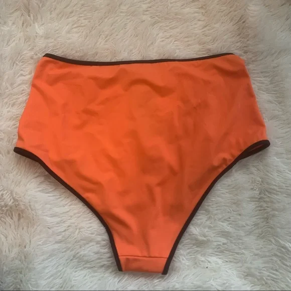 ❌SOLD❌ Zara Neon Orange and Black Highwaisted Bikini Bottoms Size M - Picture 4 of 6